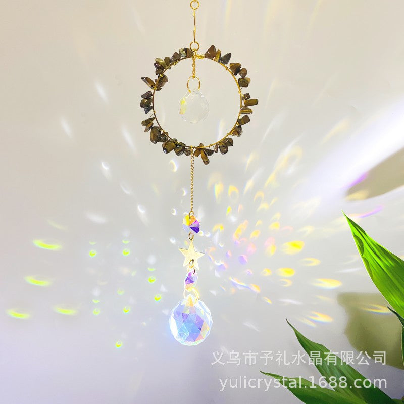 Wholesale Sun Catcher Hollow Natural Crystal Gravel Wind Chime Decorative Pendant